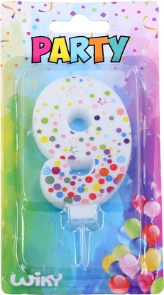 Bougie de fête numéro 9 à pois