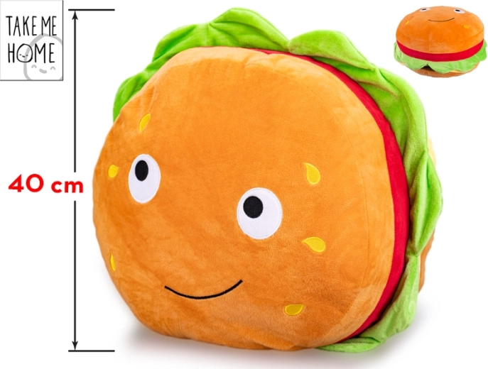 Hamburger en peluche au visage joyeux Take Me Home