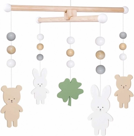 Jabadabado mobile en bois à suspendre au-dessus du lit bébé ours et lapin