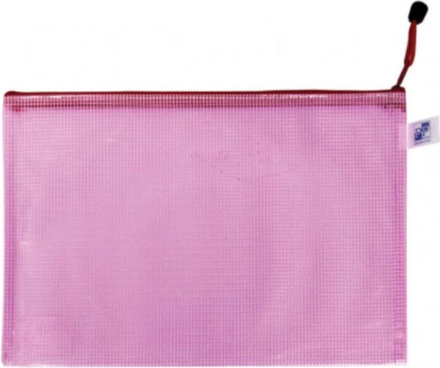 Pochette maillée zippée A5 – rose (lot de 5)