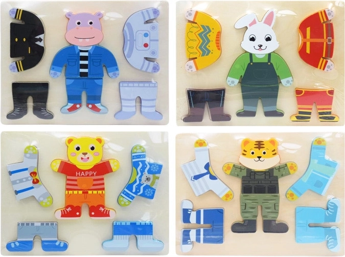puzzle en bois – habillage d’animaux