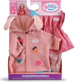 Ensemble BABY born avec manteau et robe pour poupées de 43 cm