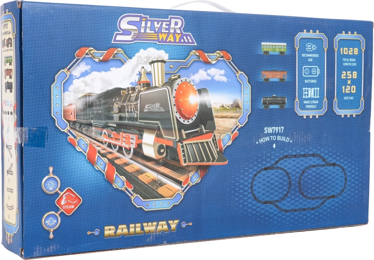 Circuit de train rétro avec fumée, lumière et sons