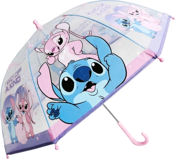 Parapluie transparent pour enfant Lilo & Stitch avec Stitch et Angel, rose