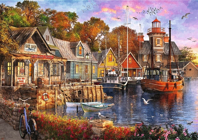 Puzzle TREFL Premium Plus tea time – port au bord de la mer (1000 pièces)