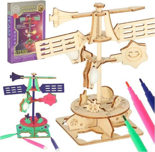 Kit scientifique sciences naturelles Éolienne 3D en bois – modèle DIY pour enfants