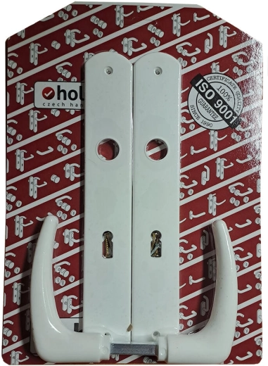 Poignée de porte Classique avec plaque XXL, blanche, pour serrure à fouillot 90 mm