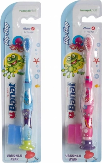 BANAT FlipFlap Junior Soft brosse à dents pour enfants, souple, 5+