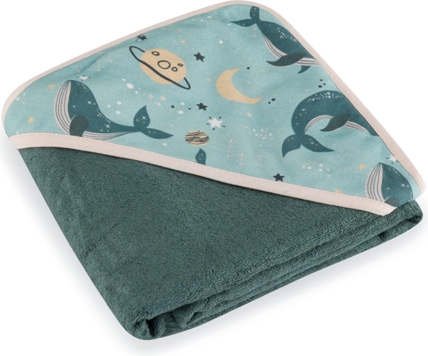 PETITE&MARS serviette en bambou avec capuche Loulou Whale Song 100 × 100 cm