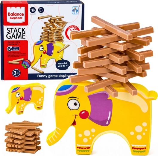 Éléphant équilibriste – jeu d’adresse Stack Game : construis une tour (60 pièces)