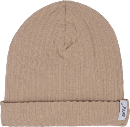 Bonnet en coton Lodger Seersucker beige 0–6 mois