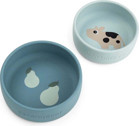 Done by Deer lot de bols en silicone Dotti bleu (2 pcs)
