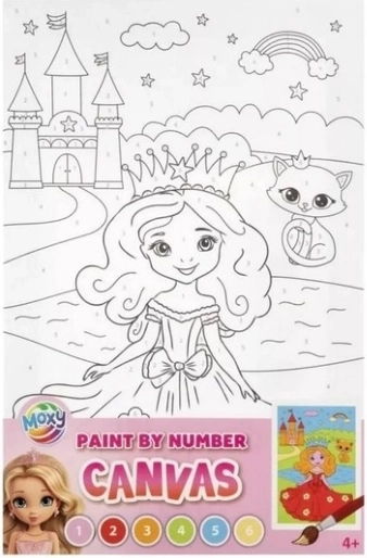 Peinture par numéros pour enfants – princesse au château 30 × 19 cm