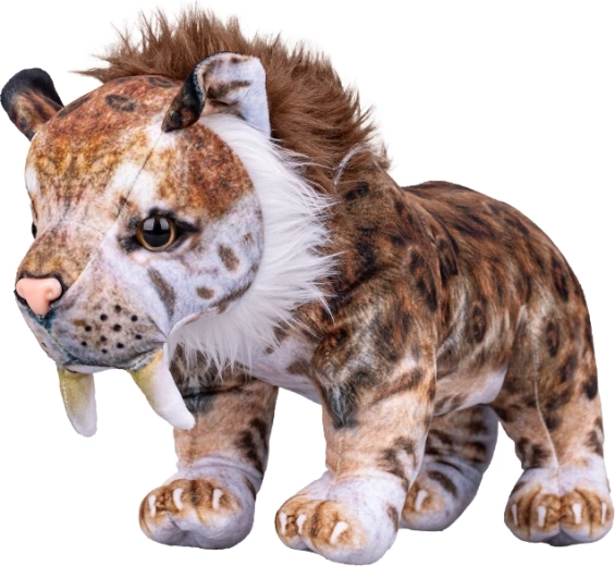 Tigre à dents de sabre en peluche 40 cm – jouet réaliste debout