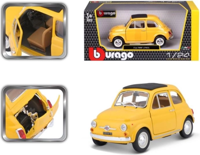 Modèle Bburago voiture Fiat 500 F 1965 jaune 1:24