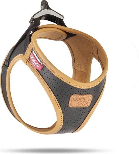 Harnais Curli en cuir de pomme, noir XS (3–5 kg)