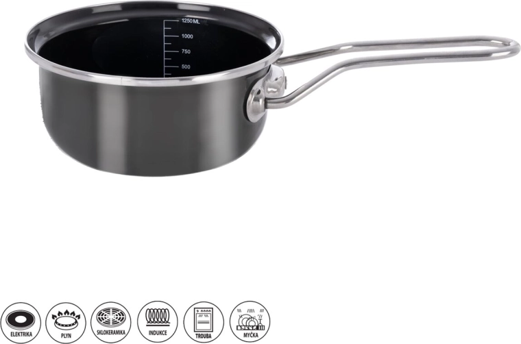 Casserole émaillée METALIC avec bord renforcé 18 cm