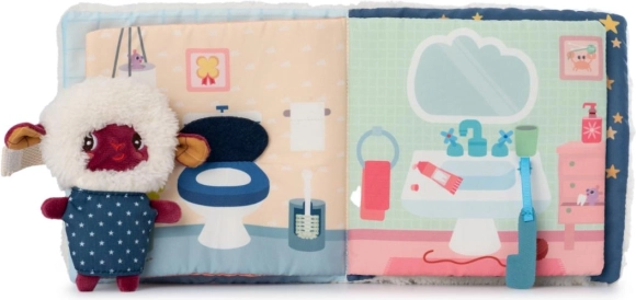 Livre textile avec marionnette à doigt – bonne nuit avec le petit mouton YVON de LILLIPUTIENS