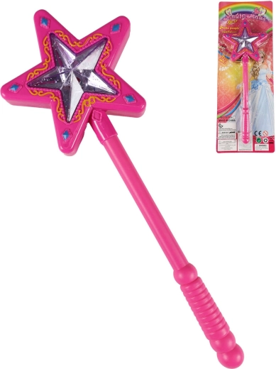 Baguette magique avec étoile rose pour princesses, avec lumière et son