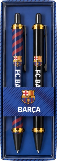 Set de stylos métalliques FC Barcelona bleu et noir - 2 pièces