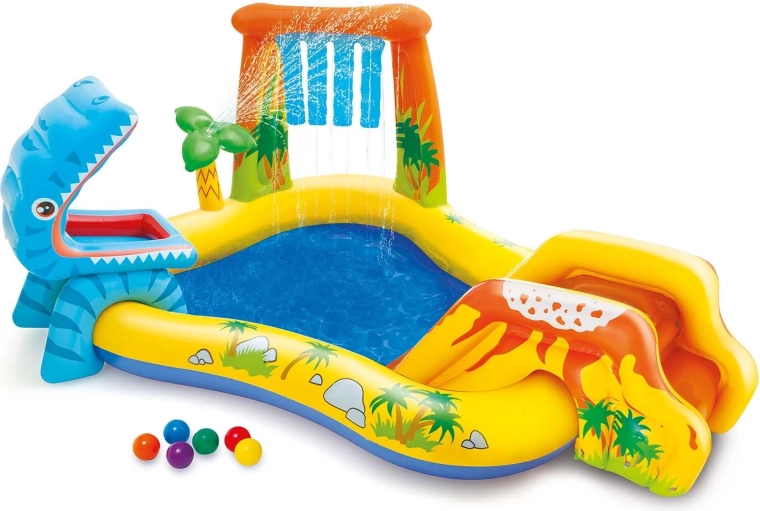 Aire de jeux aquatique gonflable dinosaures avec toboggan 249 × 191 × 109 cm Intex