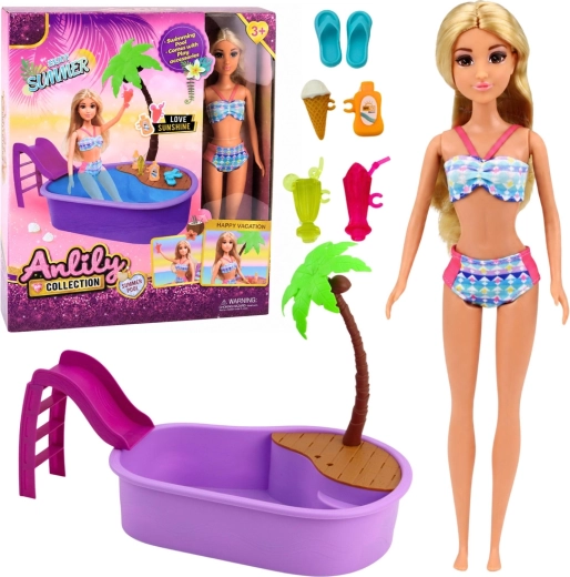 Poupée Anlily avec piscine et toboggan