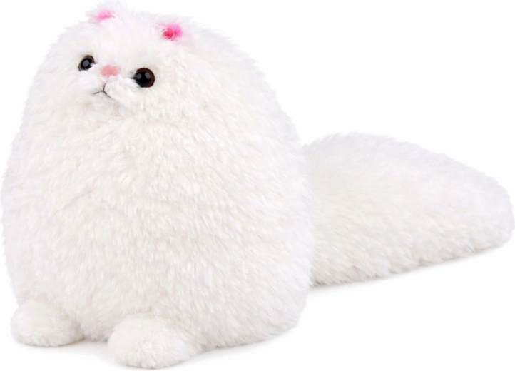 Chat en peluche à longue queue, blanc 30 x 30 cm