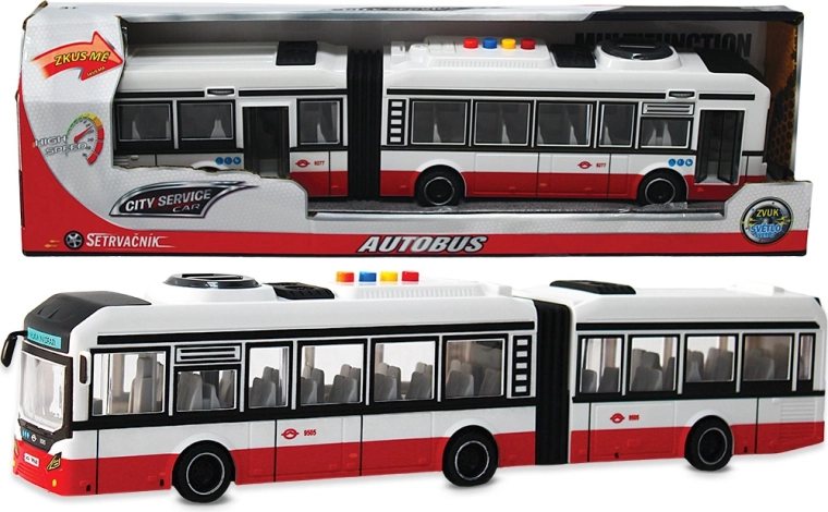 City Service Car autobus articulé 1:16 rouge avec sons et inertie