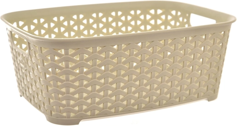 Panier de rangement plastique effet rotin crème 29 × 21,5 × 11 cm