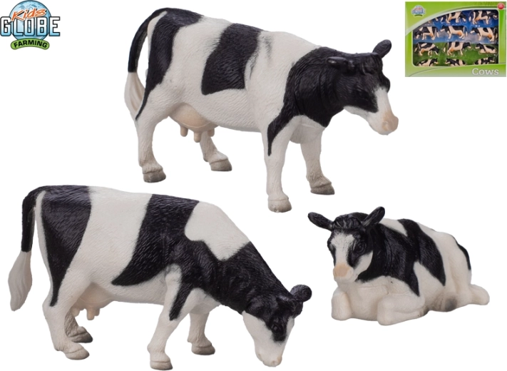 Set de figurines vaches noir et blanc 1:32 Kids Globe Farming (12 pcs)
