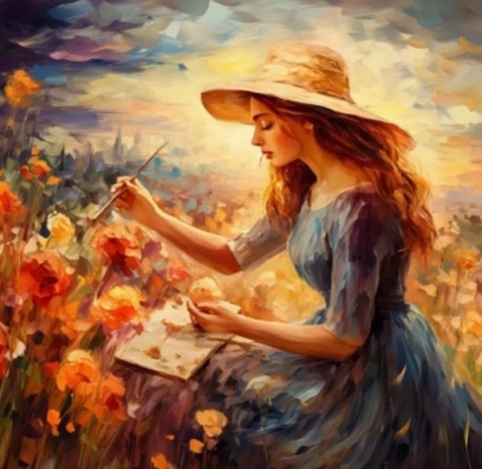 Peinture par numéros – femme au chapeau 40 × 50 cm