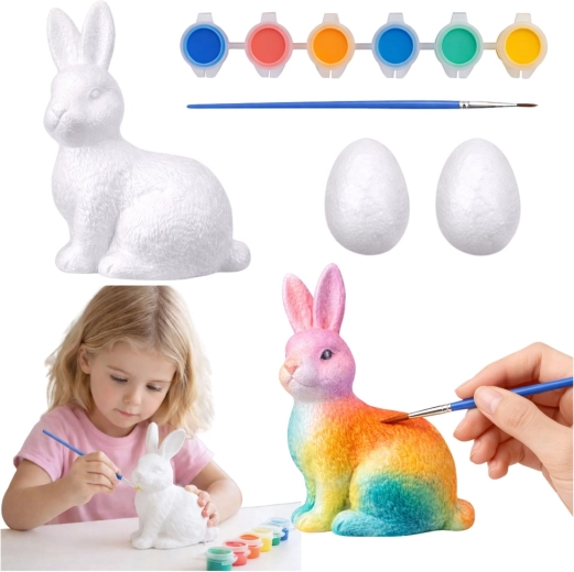 Kit de peinture pour décorations en polystyrène Lapin et 2 œufs