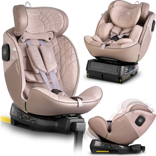 Siège auto pour enfant Nukido Aero Line beige i-Size 40–150 cm avec ISOFIX et base pivotante
