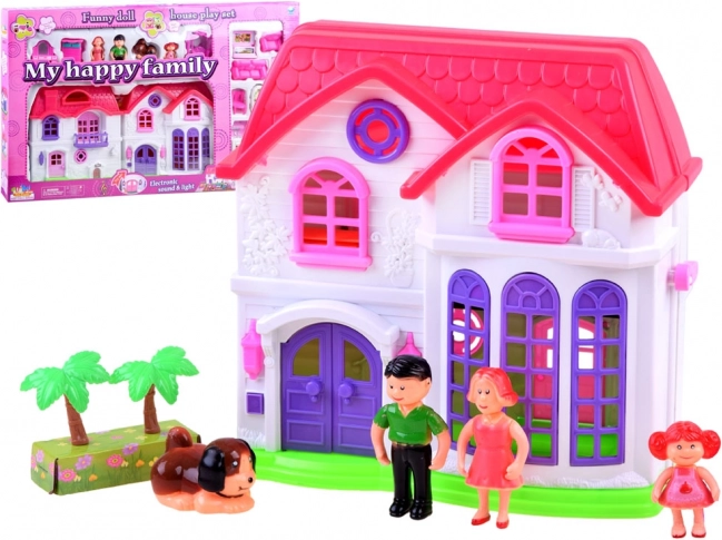 Maison de poupées familiale pliable avec mobilier et figurines