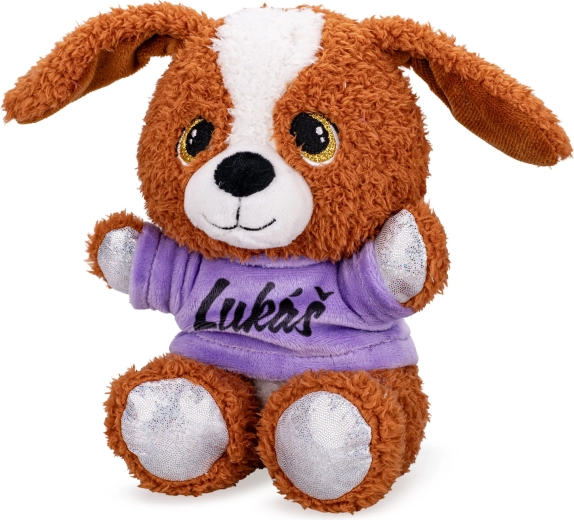 Chien en peluche avec t-shirt imprimé 17 cm
