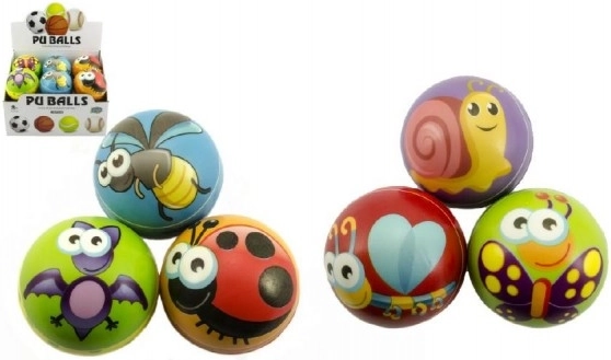 Balle en mousse avec animaux 10 cm, assortiment de couleurs