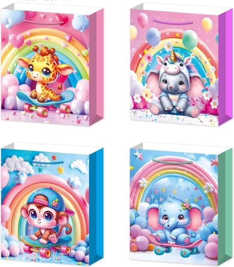 Sac cadeau taille L avec de jolis animaux 30 × 40 × 12 cm