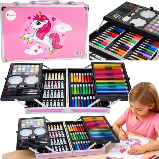 Mallettte artistique rose Licorne – 150 pièces
