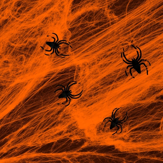 Toile d’araignée orange d’Halloween avec araignées