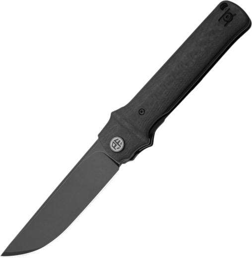 Petrified Fish Tena couteau de poche 9,7 cm, Black Stonewash, noir, carbone