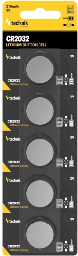 Technik Platinum pile bouton lithium CR2032 3 V, lot de 5