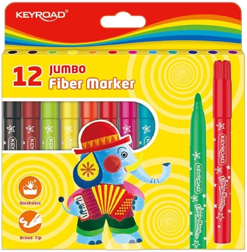 Feutres lavables KEYROAD Jumbo, 12 couleurs