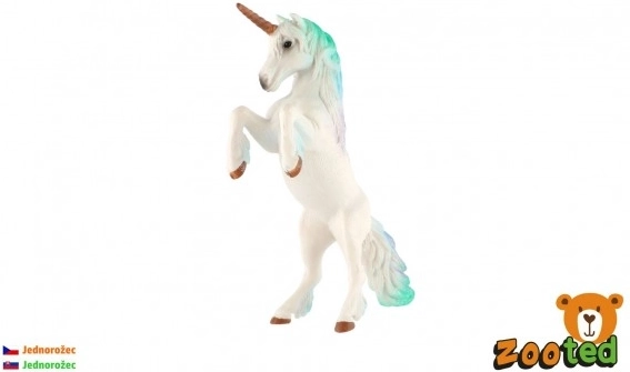Licorne en plastique blanc‑bleu 18 cm
