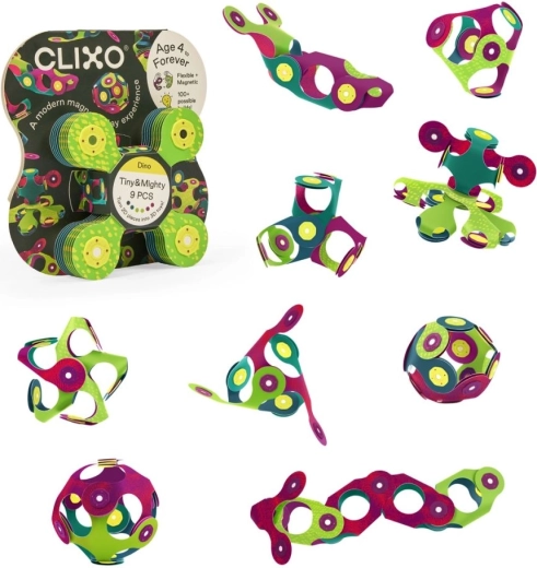 Jeu de construction magnétique Tiny & Mighty – dinosaures, 9 pièces