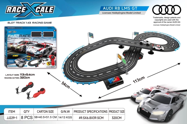 Circuit de course R/C Audi 1:43, 113 × 54 cm