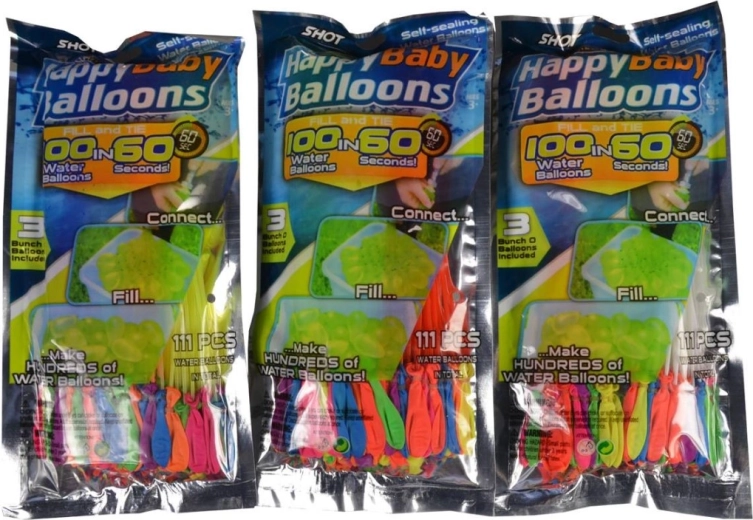 Ballons d’eau 25 cm – remplissage de 111 pièces en 60 secondes