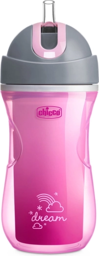 Chicco gobelet isotherme avec paille 266 ml rose (14m+)