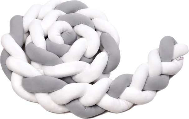 Tour de lit tressée 180 cm blanc + gris