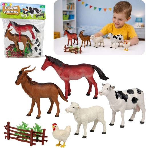 Set de figurines d’animaux domestiques et de ferme, 13 pièces