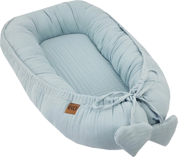 Nid en mousseline EKO pour bébé bleu 90 × 60 cm